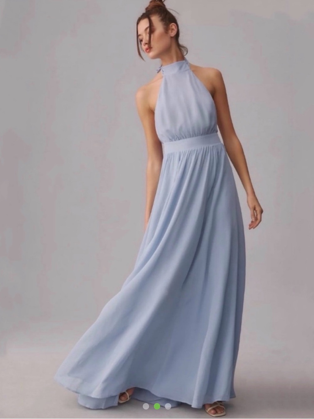 Reformation Halter Neck Light Blue Maxi Dress